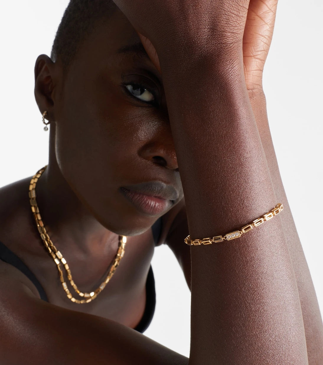 Suzanne Kalan - Block-Chain 18kt gold bracelet with diamonds