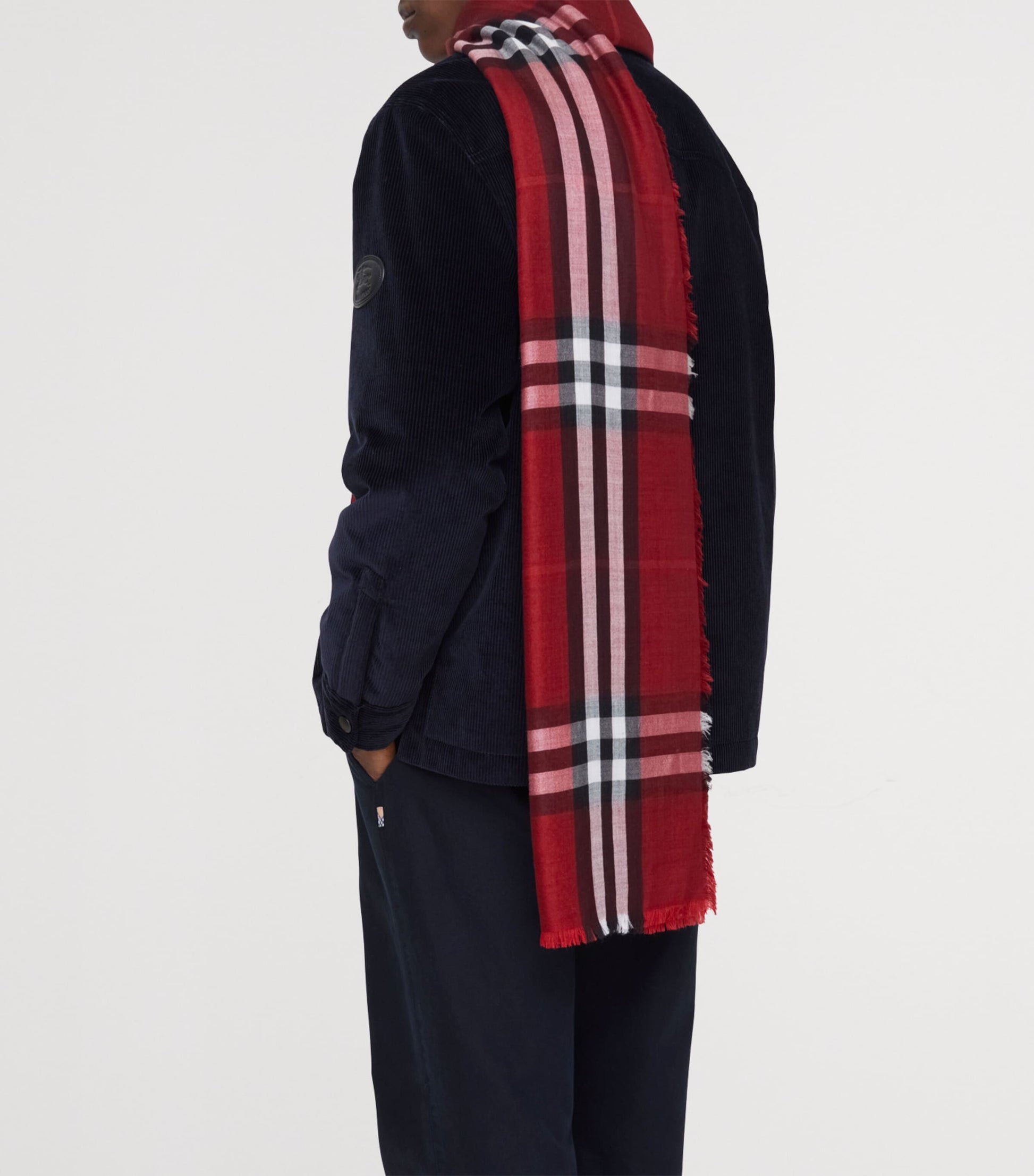 Burberry Red Wool-Silk Reversible Check Scarf