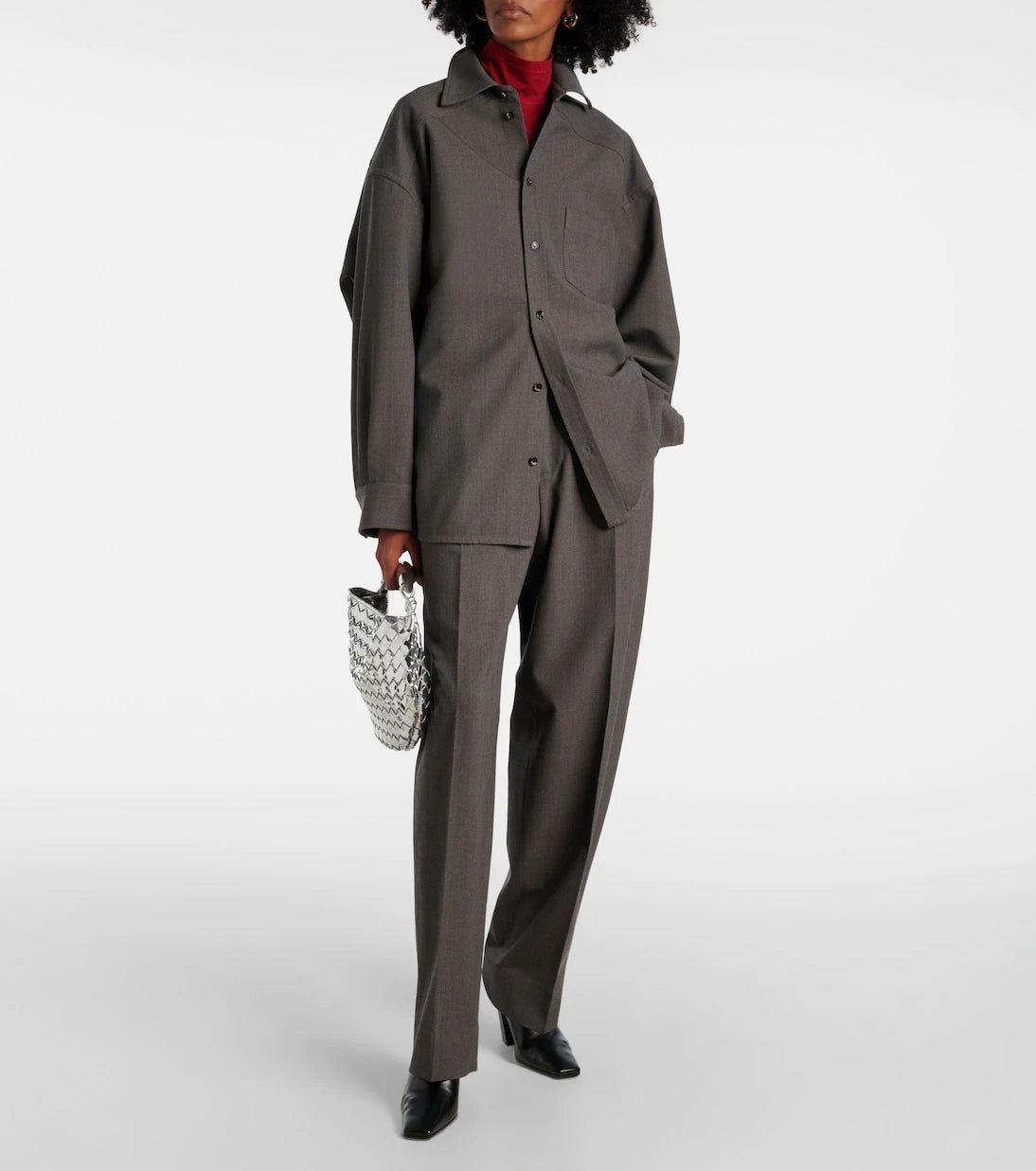 Bottega Veneta - Oversized wool-blend shirt