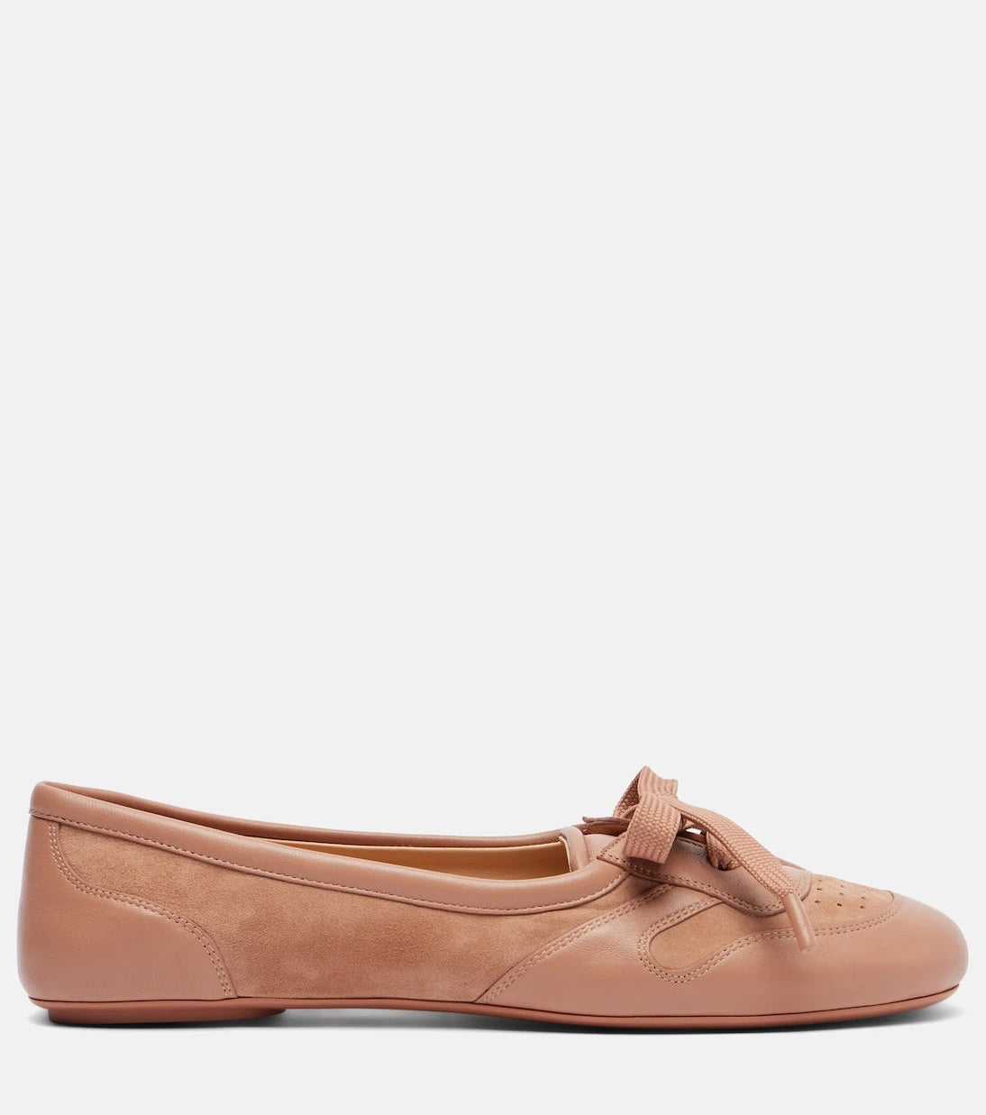 Gianvito Rossi - Vault leather-trimmed suede ballet flats