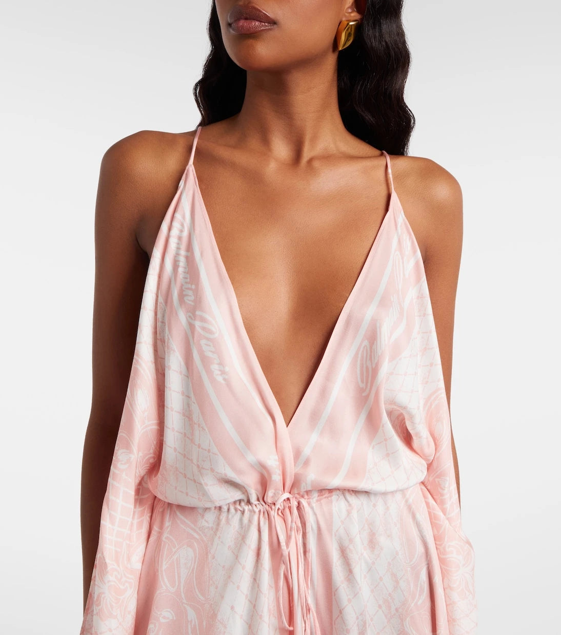 Balmain - Printed asymmetric maxi dress