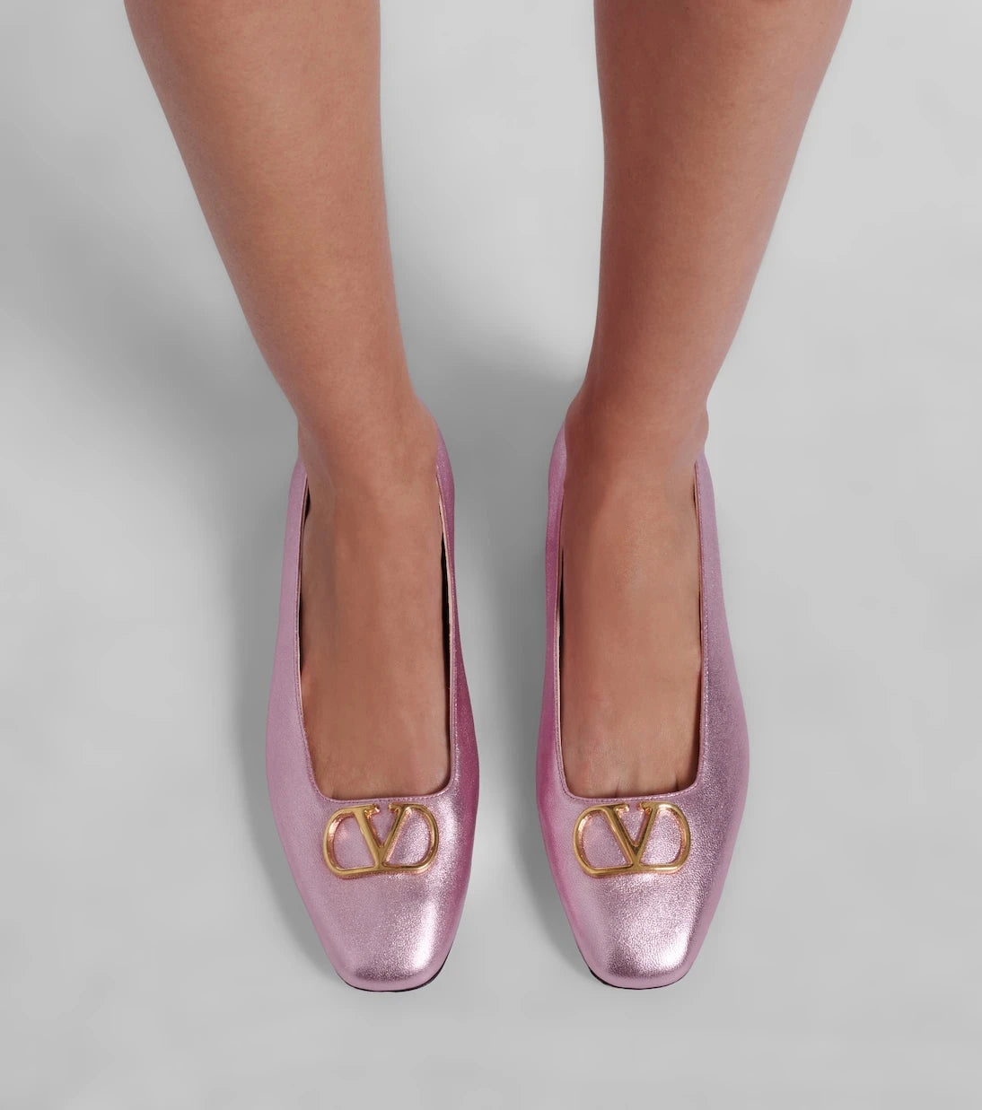 Valentino Garavani - VLogo metallic leather ballet flats
