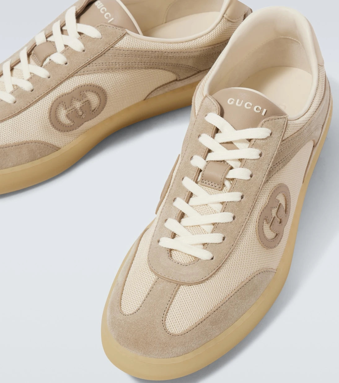 Gucci - Interlocking G suede-trimmed sneakers
