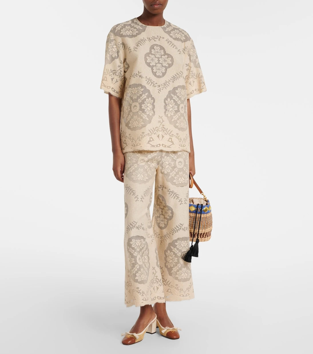 Valentino - Floral knitted cotton-blend top