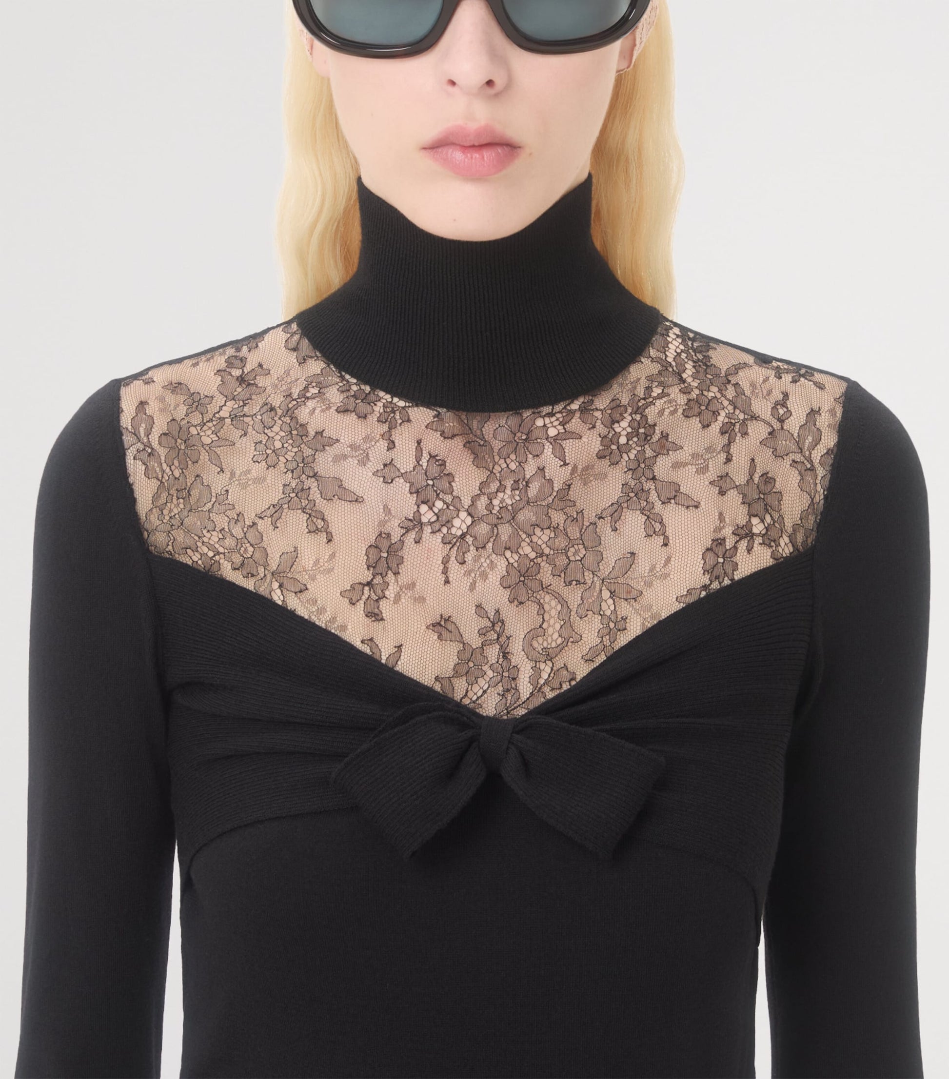 Valentino Black Virgin Wool Bow Top