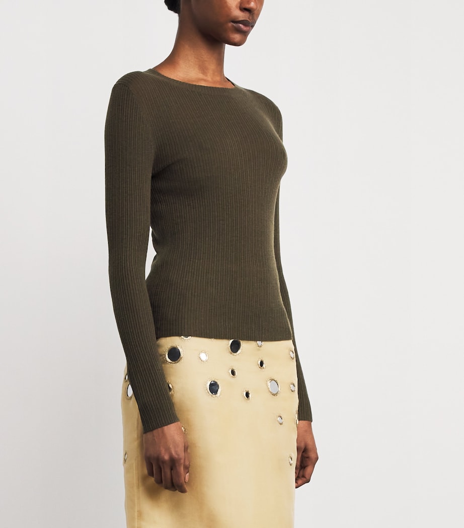 Green Wool-Cashmere Layering Sweater