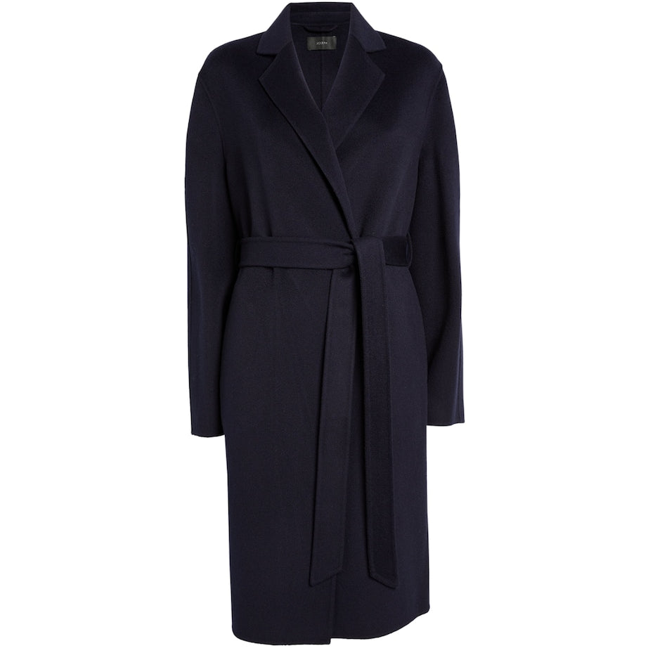 Joseph Navy Wool-Cashmere Long Cenda Coat