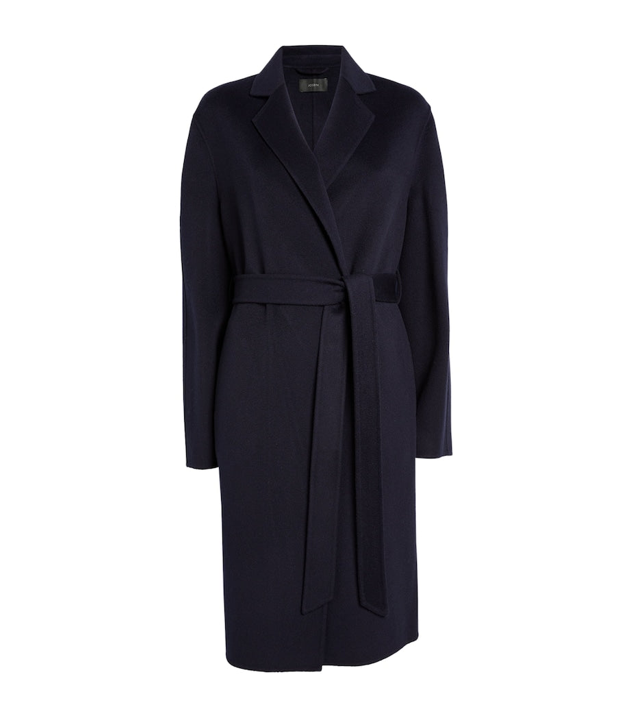 Joseph Navy Wool-Cashmere Long Cenda Coat