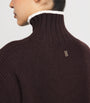 Brown Wool-Cashmere High-Neck Sweater