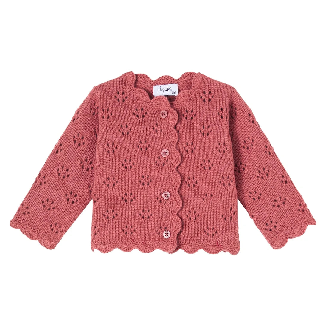 Il Gufo - Baby pointelle virgin wool cardigan
