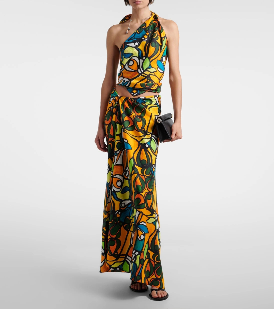 Christopher Esber - Printed draped silk top