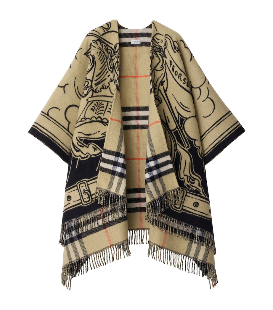 Burberry Beige Wool Reversible Check EKD Cape