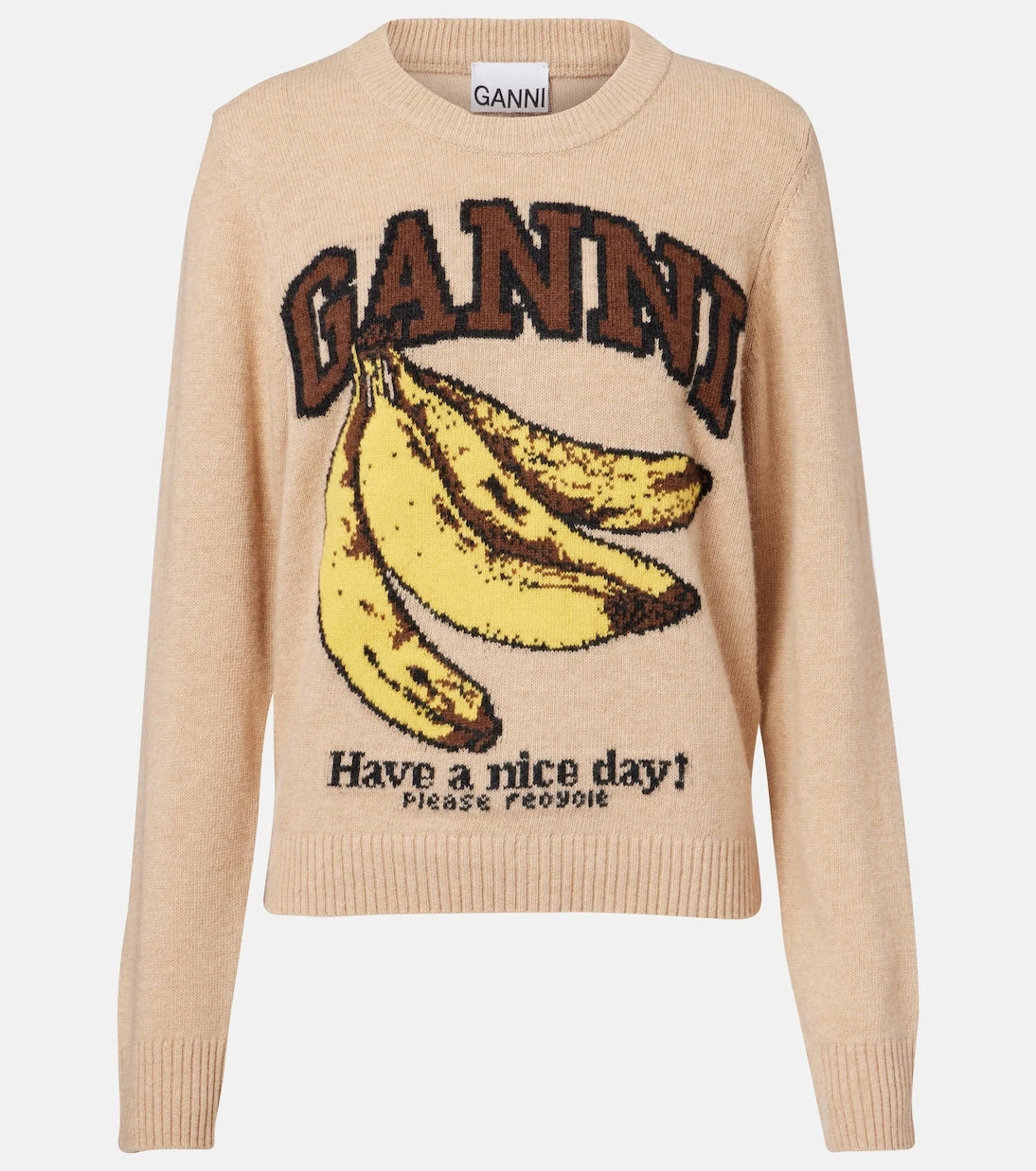 Ganni - Logo intarsia sweater