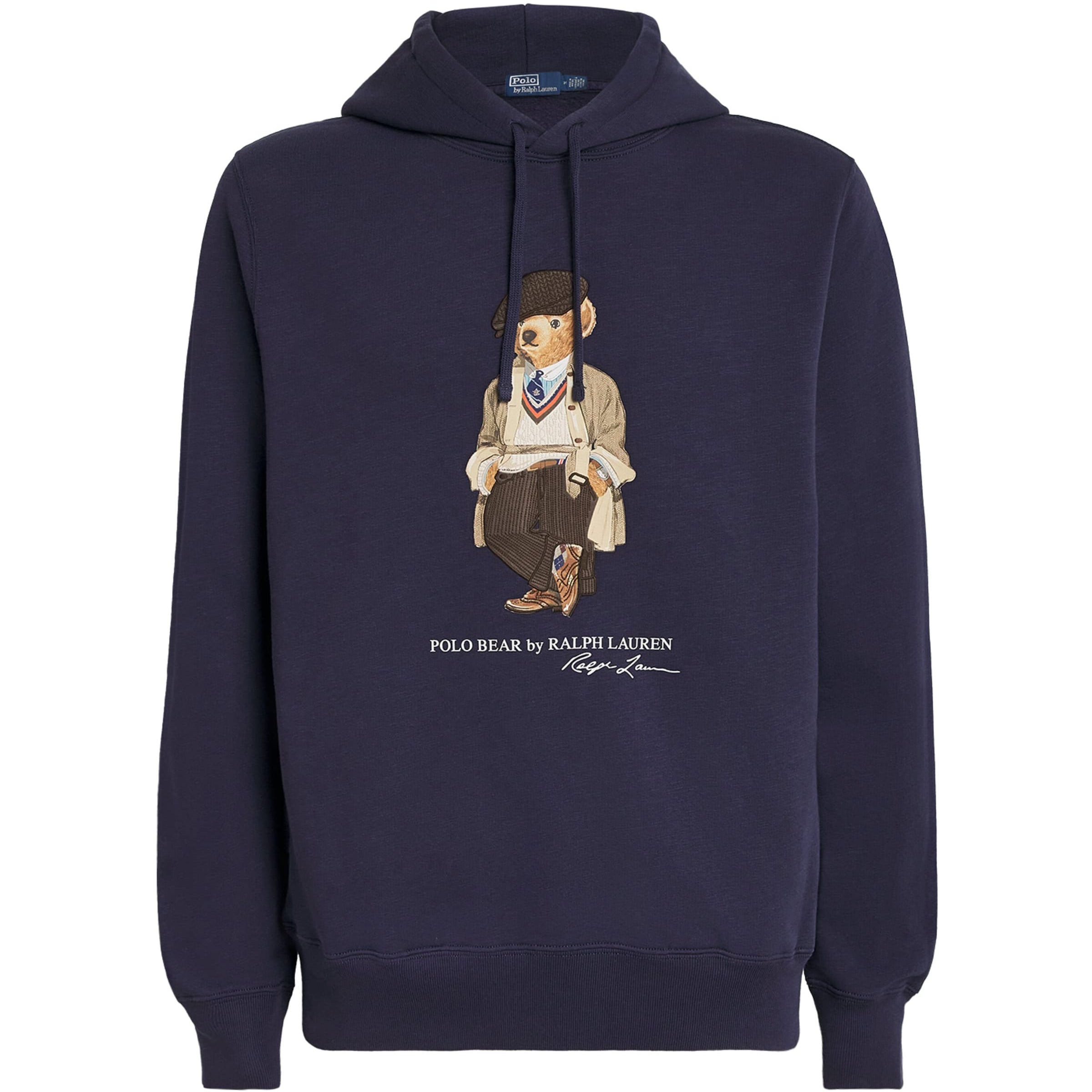 Blue Cotton-Blend Polo Bear Hoodie