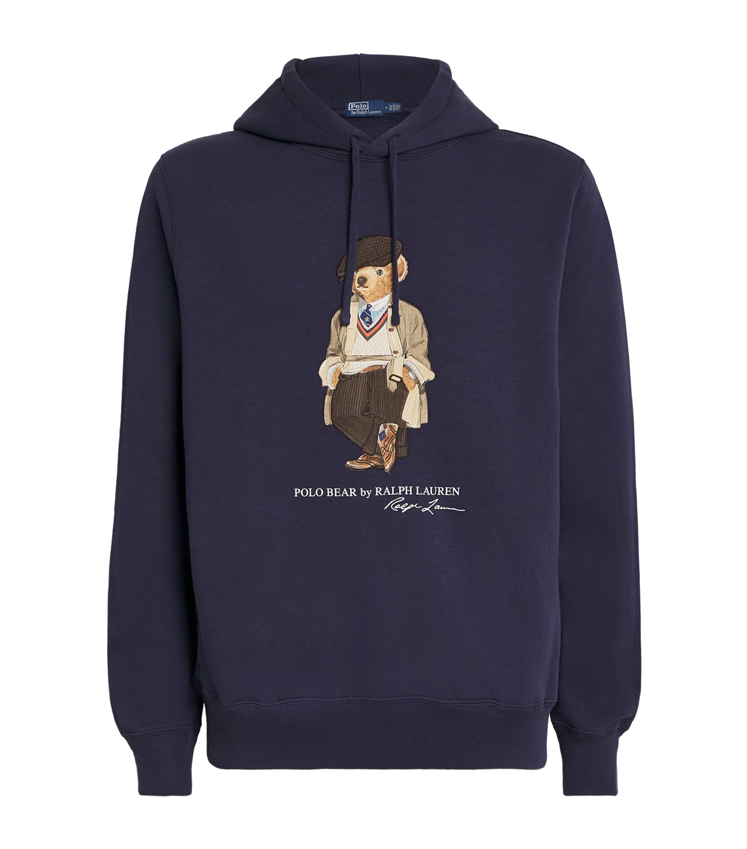 Blue Cotton-Blend Polo Bear Hoodie