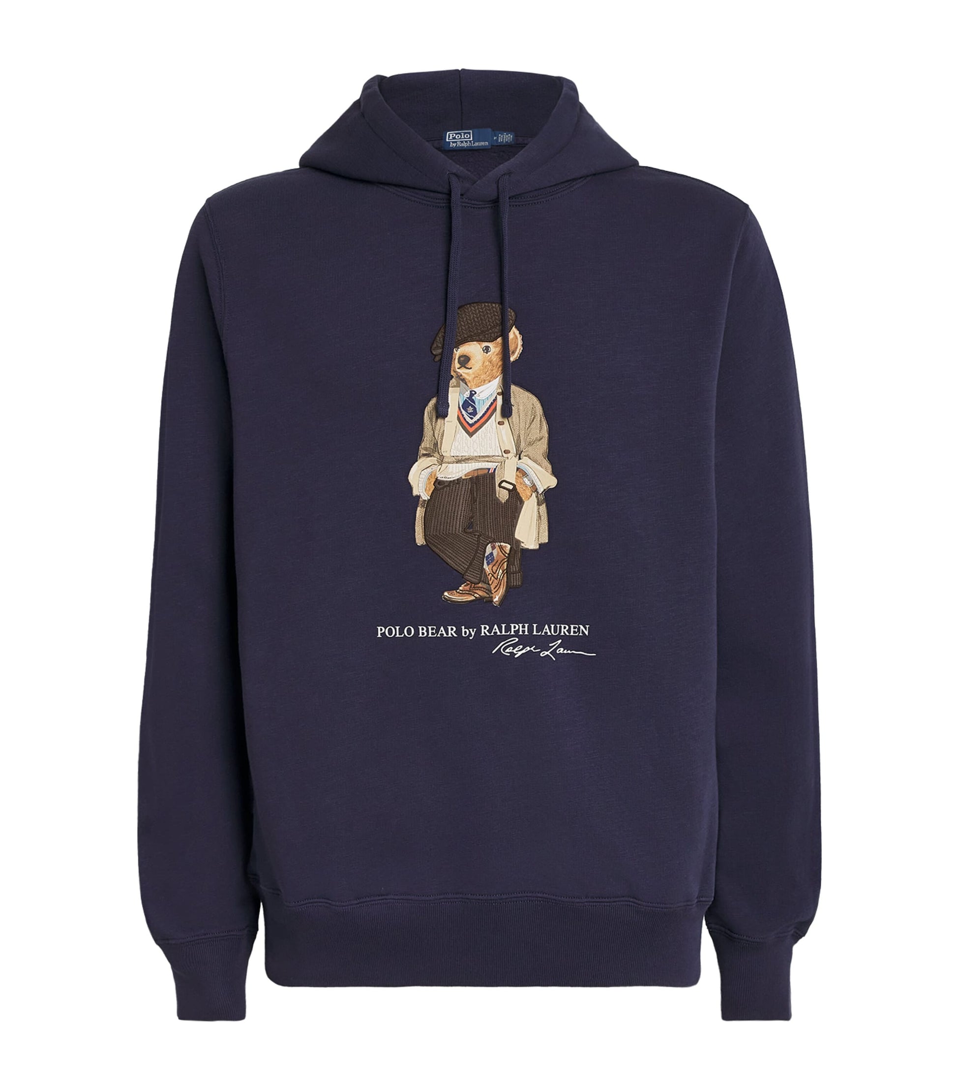 Blue Cotton-Blend Polo Bear Hoodie