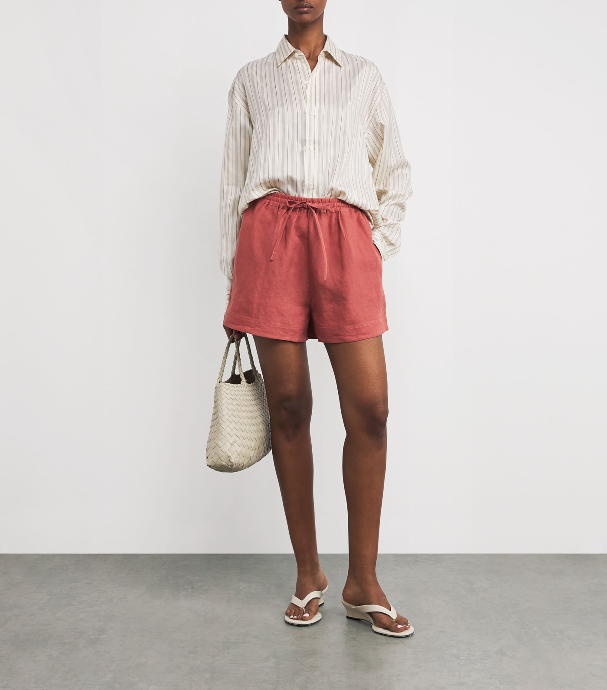 Le Kasha Pink Organic Linen Tabal Shorts