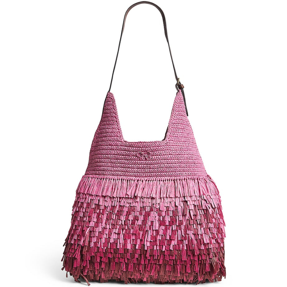 Pink Straw Shag Tote Bag