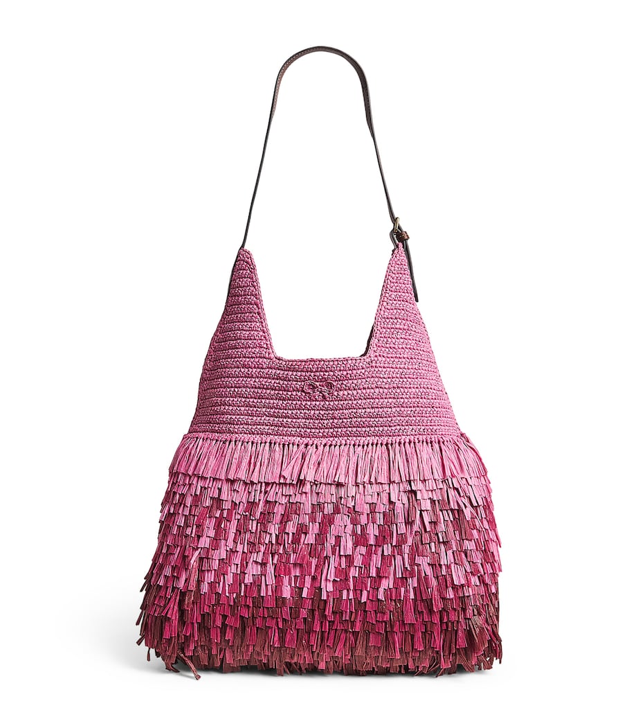 Pink Straw Shag Tote Bag