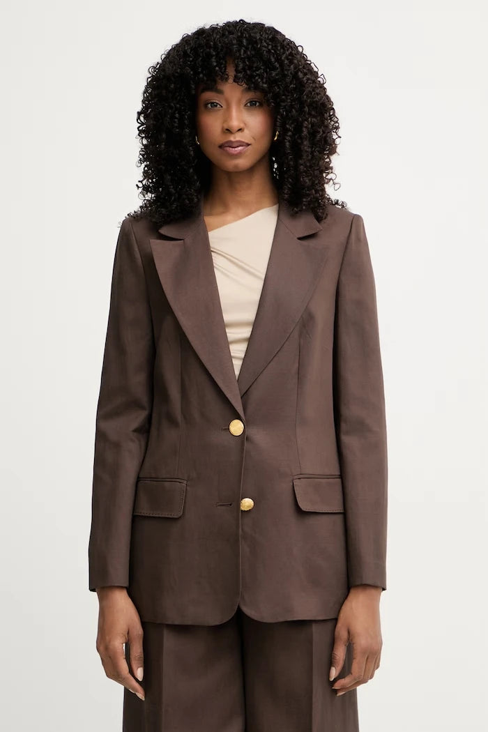 Marciano by Guess tek düğmeli kadın ceket JANE, keten karışımlı