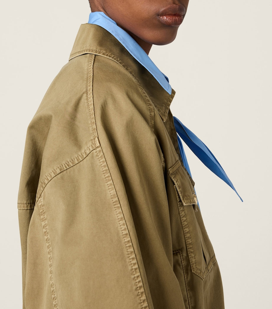 Green Cotton Bomber Jacket