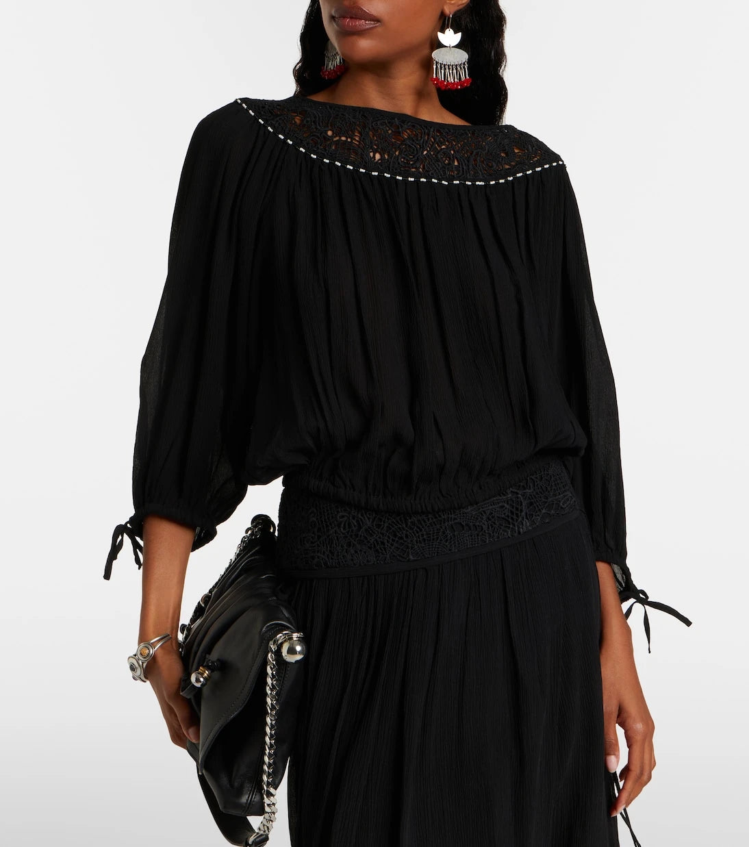 Isabel Marant - Nelida guipure lace-trimmed silk blouse