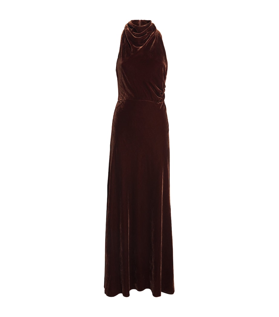 ME+EM Brown Velvet Draped Maxi Dress