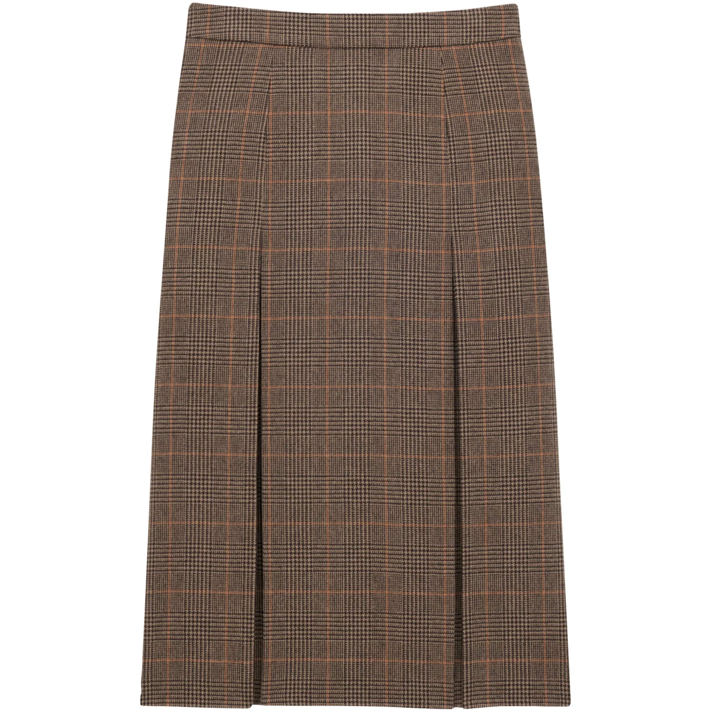 Saint Laurent White Check Print Midi Skirt