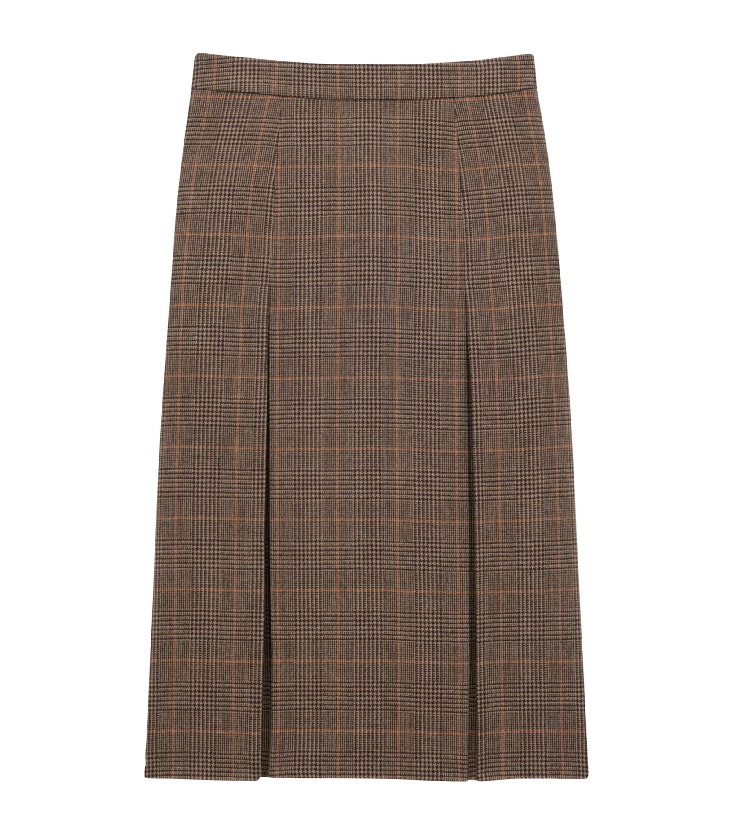 Saint Laurent White Check Print Midi Skirt