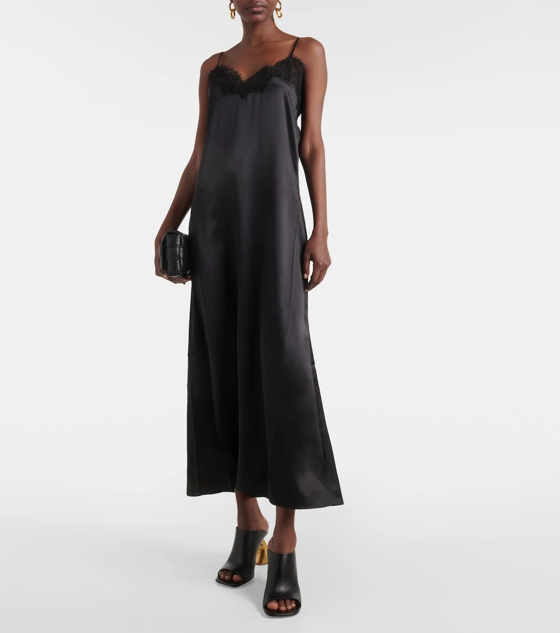 CO - Lace-trimmed silk satin slip dress