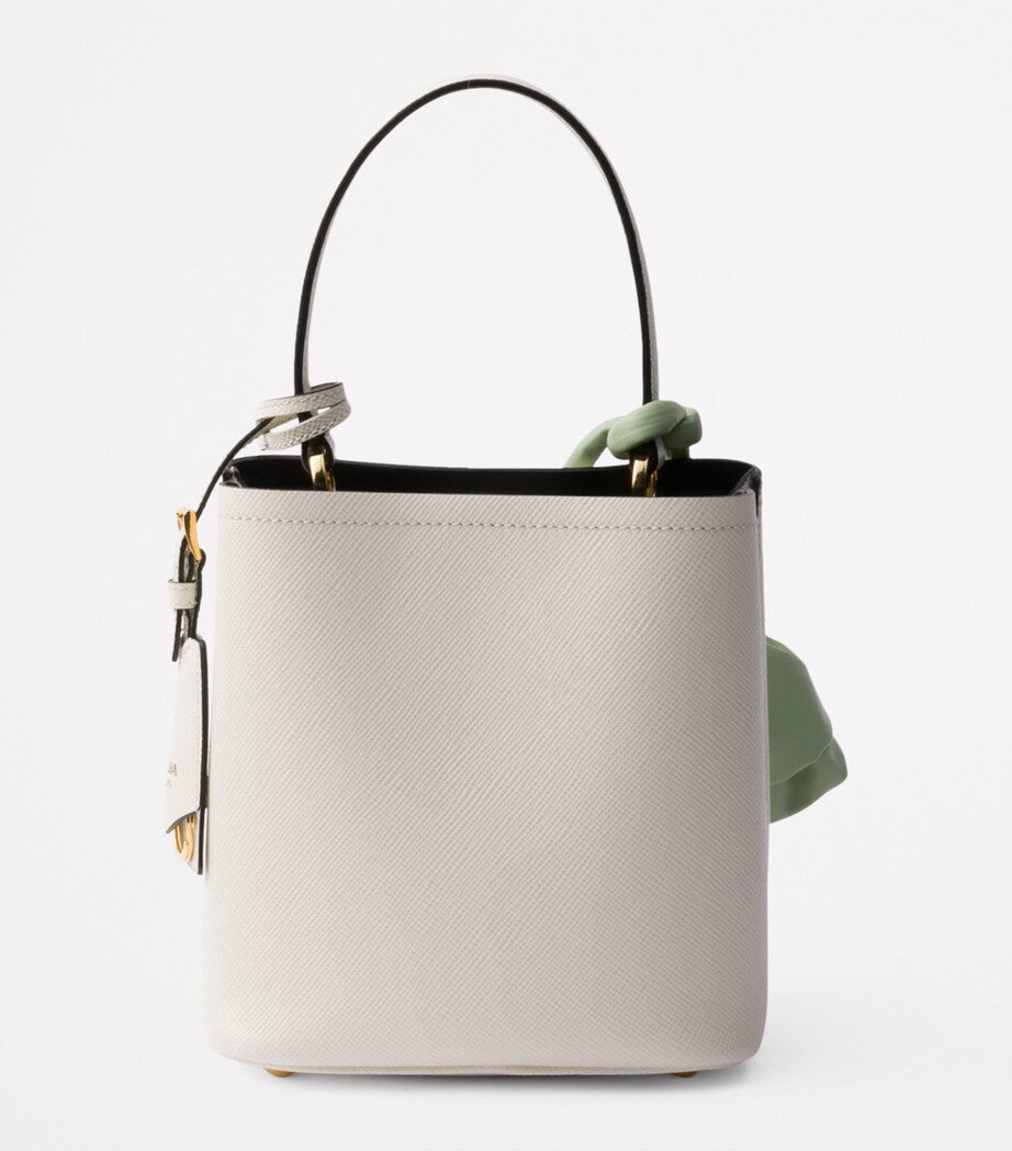 Prada White Mini Saffiano Leather Panier Top-Handle Bag