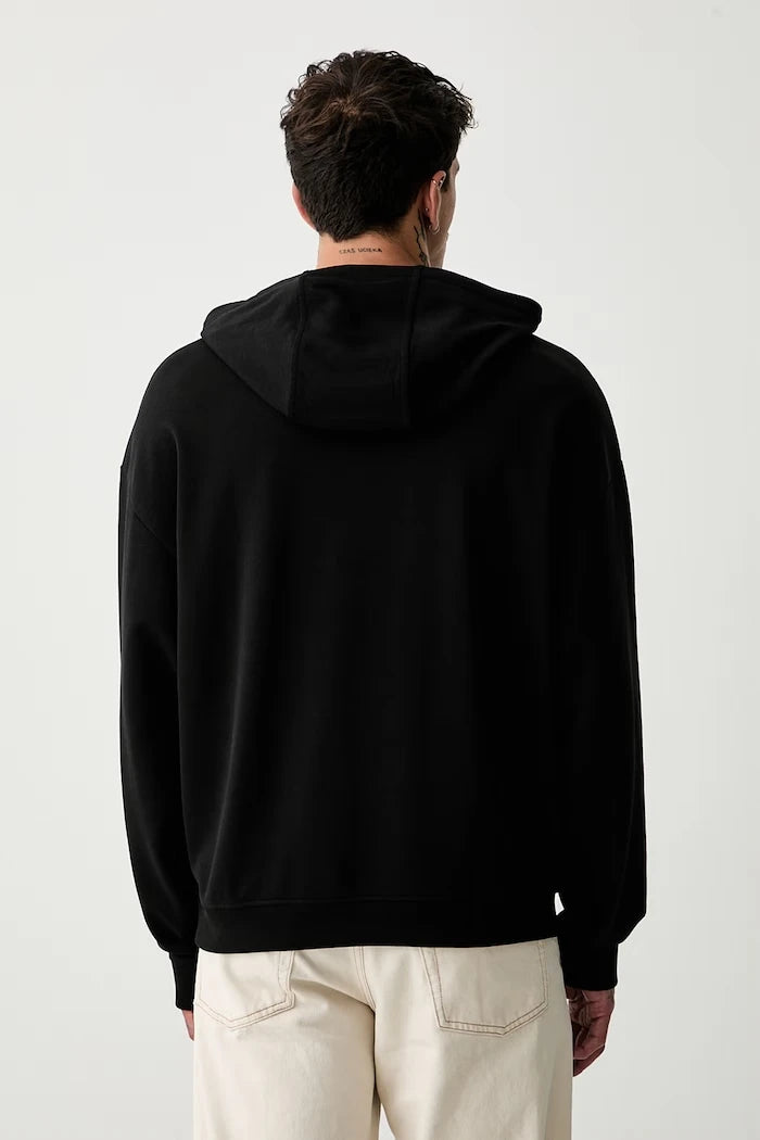 HUGO Blue kapüşonlu erkek pamuklu sweatshirt Necdysis