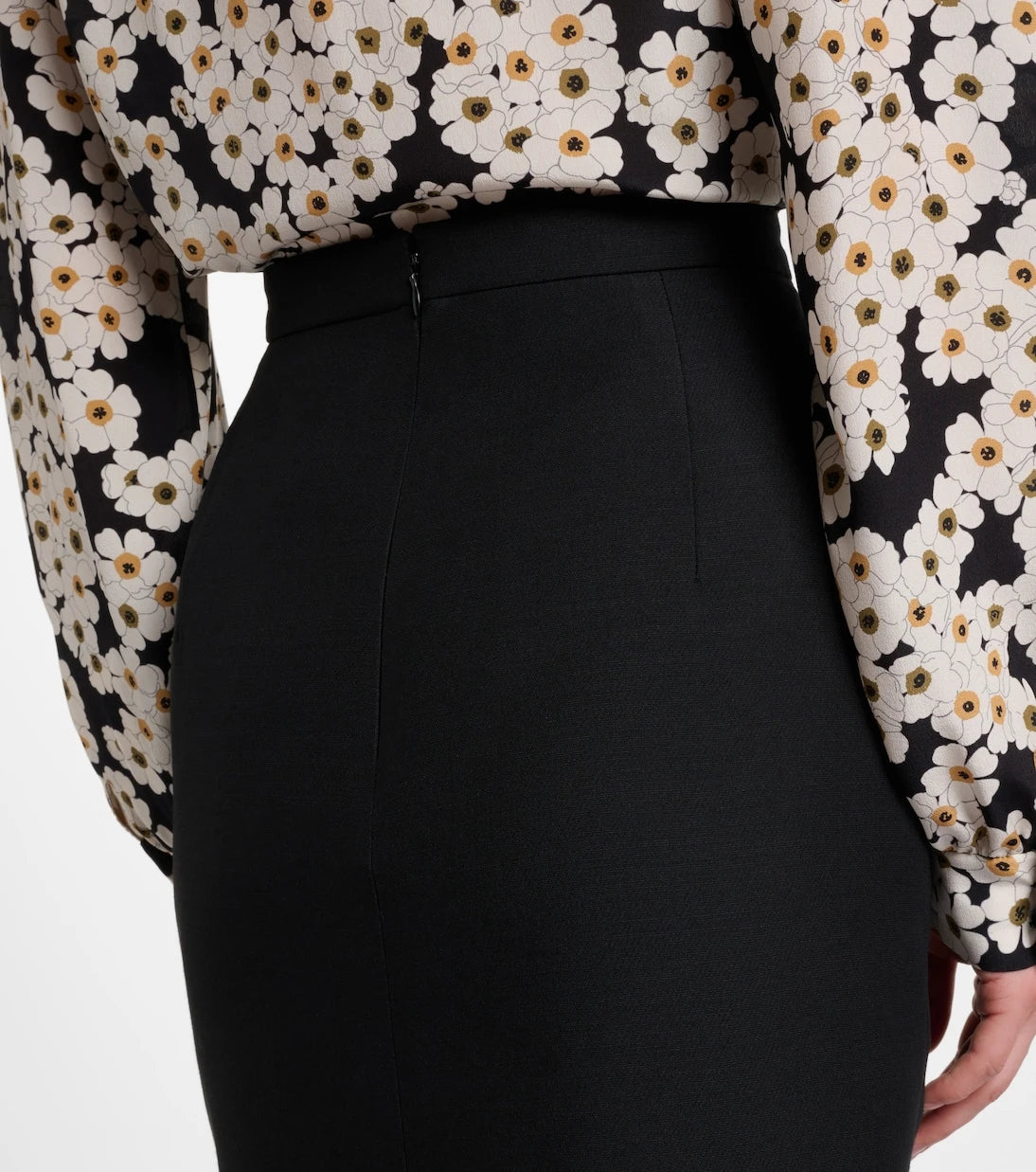 Valentino - Crepe Couture feather-trimmed midi skirt