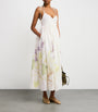 Linen Floral Maxi Dress BOTANICAL VOLT WHITE