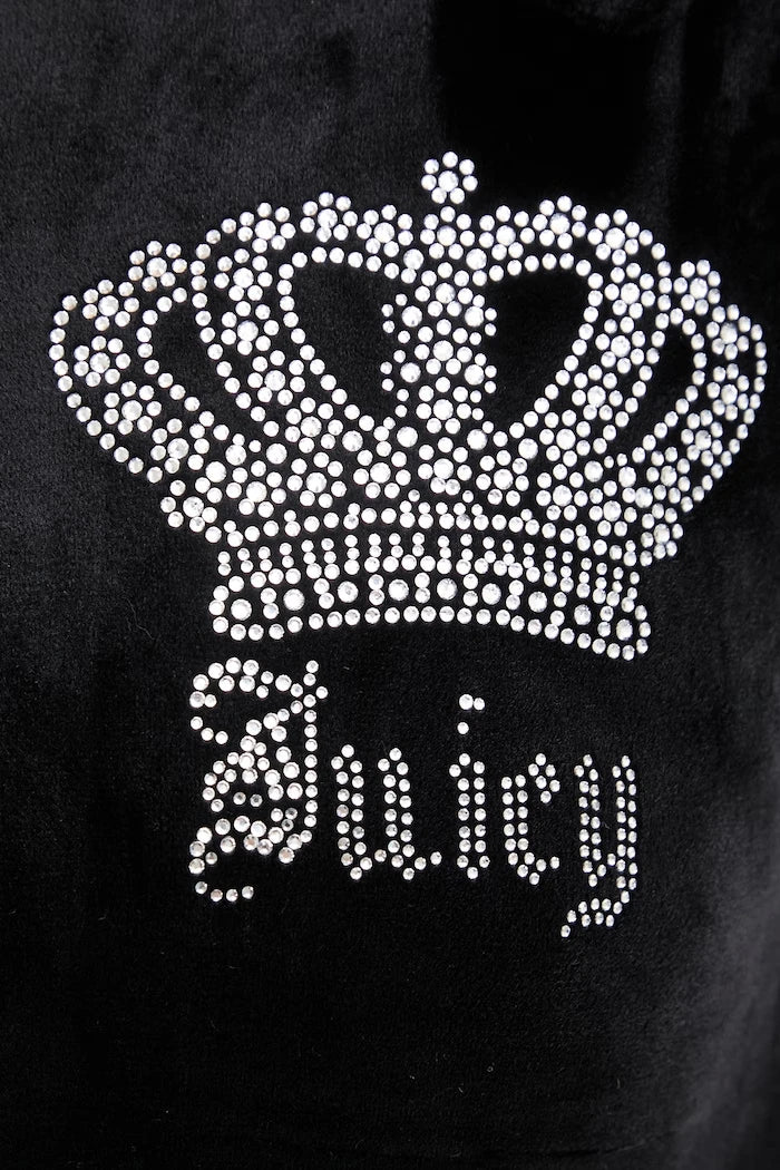 Juicy Couture kadife kapüşonlu kadın sweatshirt GOTHIC CROWN