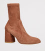 Stuart Weitzman Brown Stretch-Suede Flareblock Ankle Boots 85