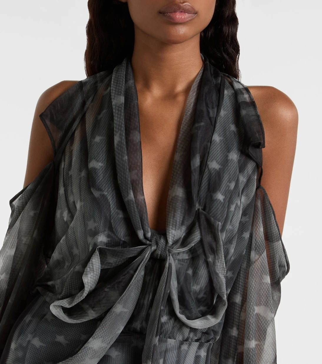Acne Studios - Draped printed sheer jersey midi dress