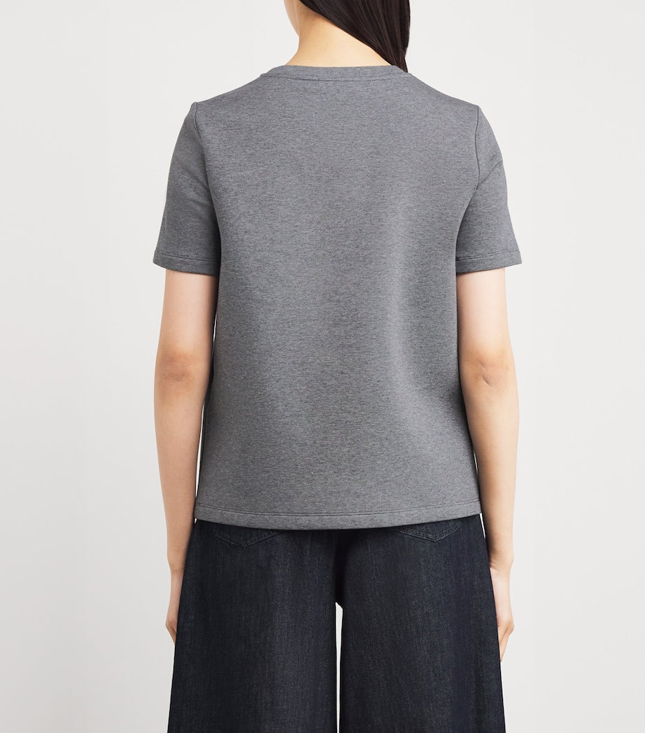 Max Mara Grey Cotton Jersey Logo T-Shirt