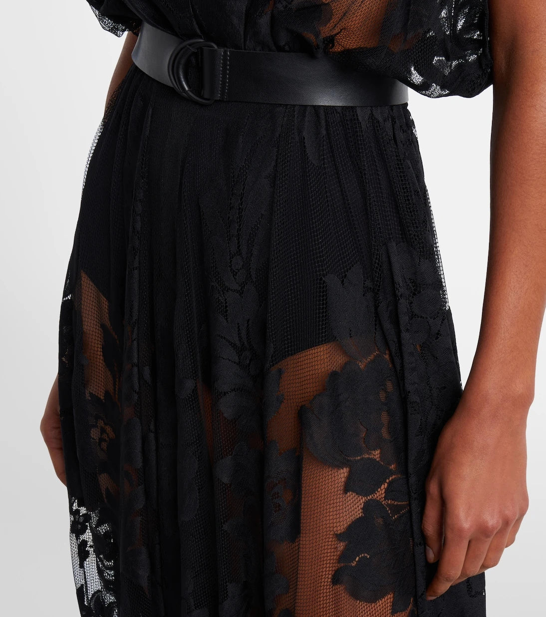 Norma Kamali - Belted sheer lace shirt dress