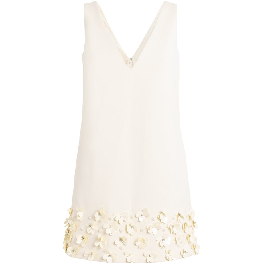 Self-Portrait Ivory Crepe Sequinned Mini Dress