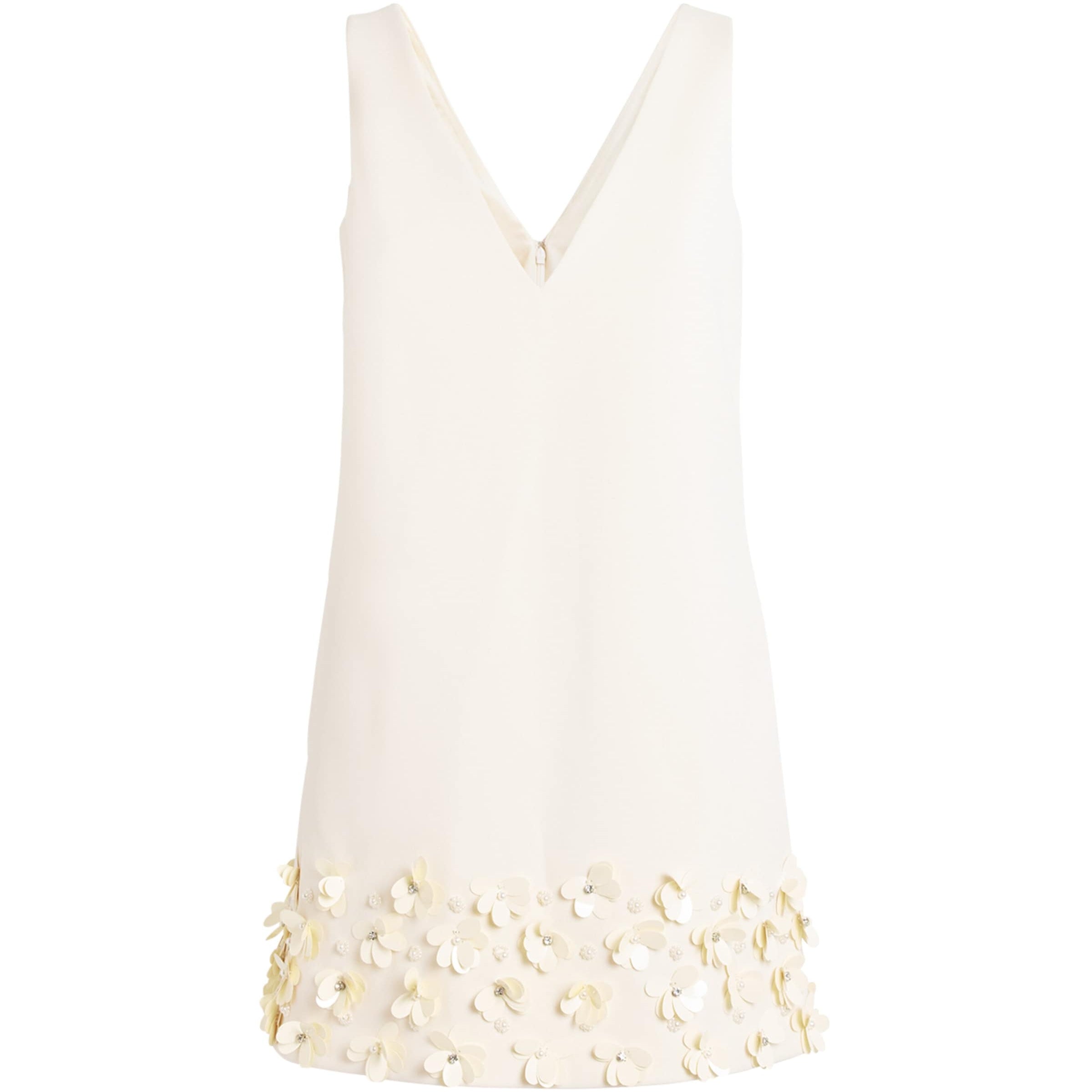 Self-Portrait Ivory Crepe Sequinned Mini Dress