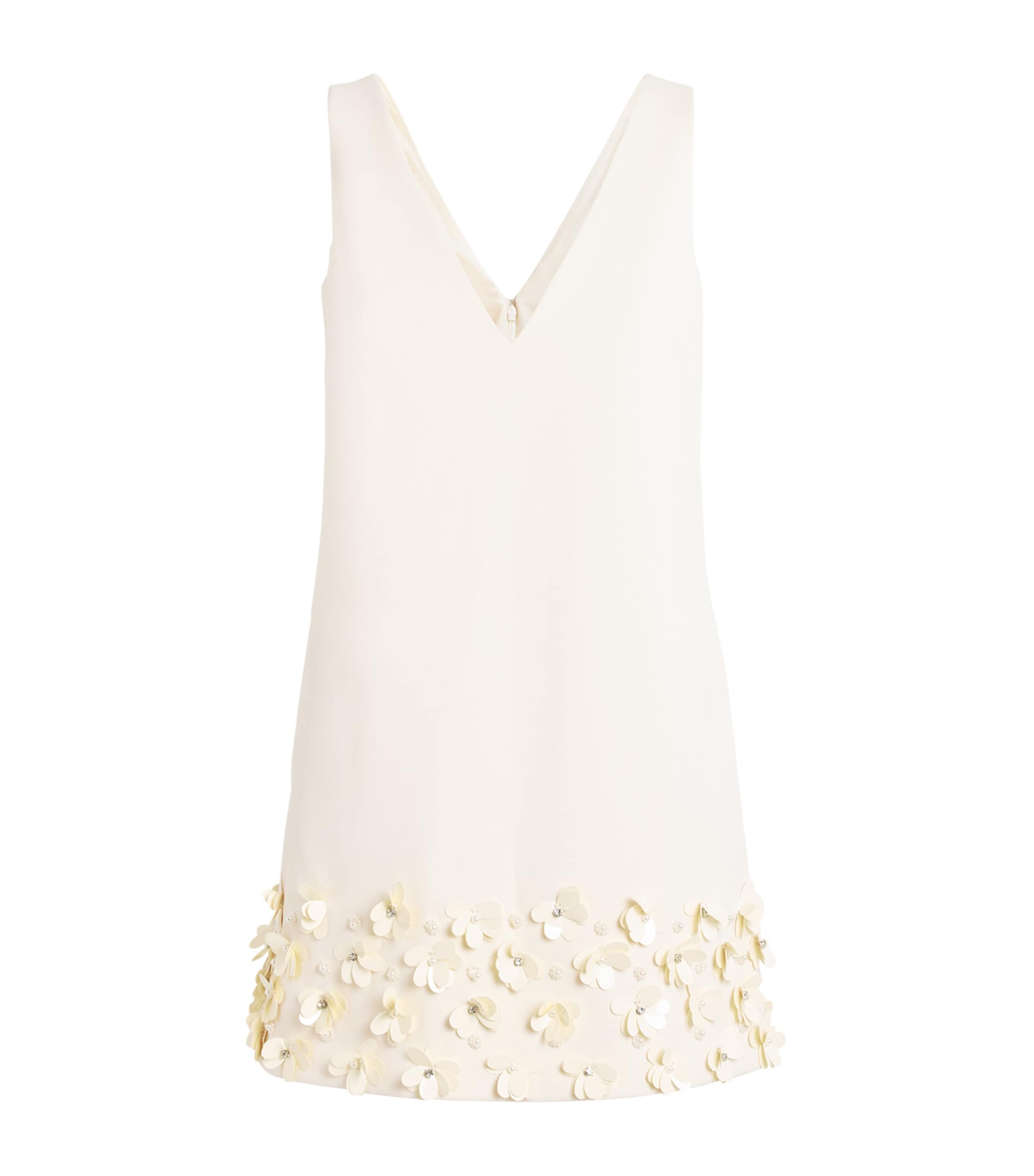 Self-Portrait Ivory Crepe Sequinned Mini Dress