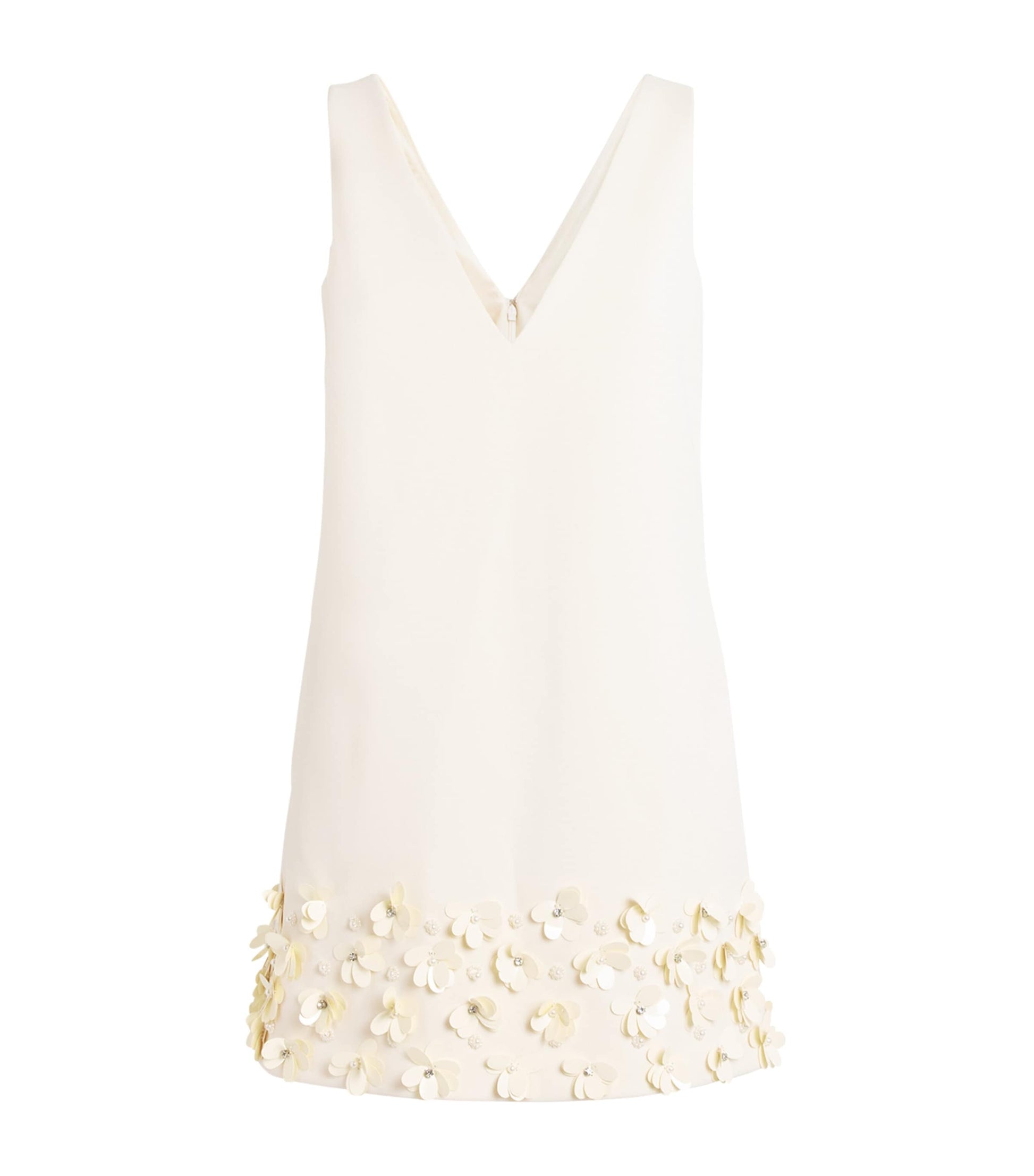 Self-Portrait Ivory Crepe Sequinned Mini Dress