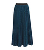 Blue Rhinestone Pleated Midi Skirt