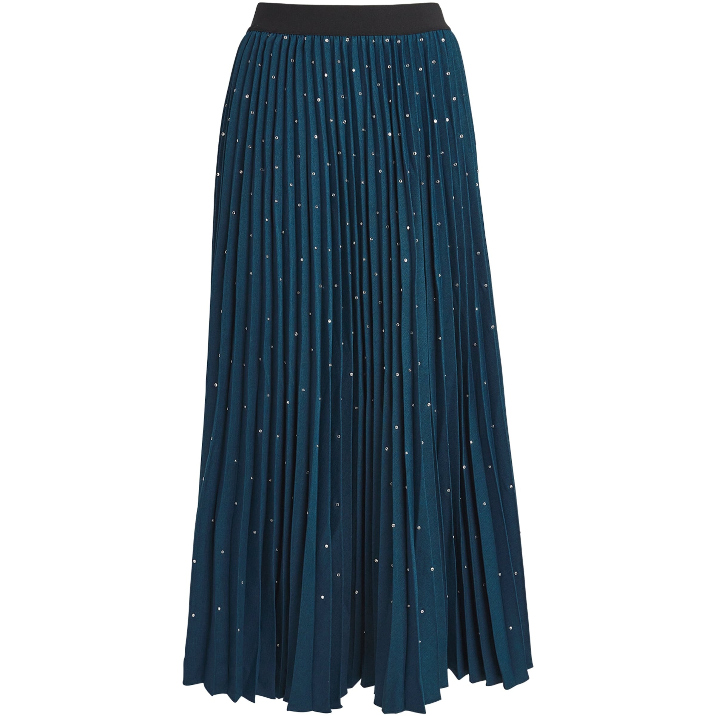 Maje Blue Rhinestone Pleated Midi Skirt