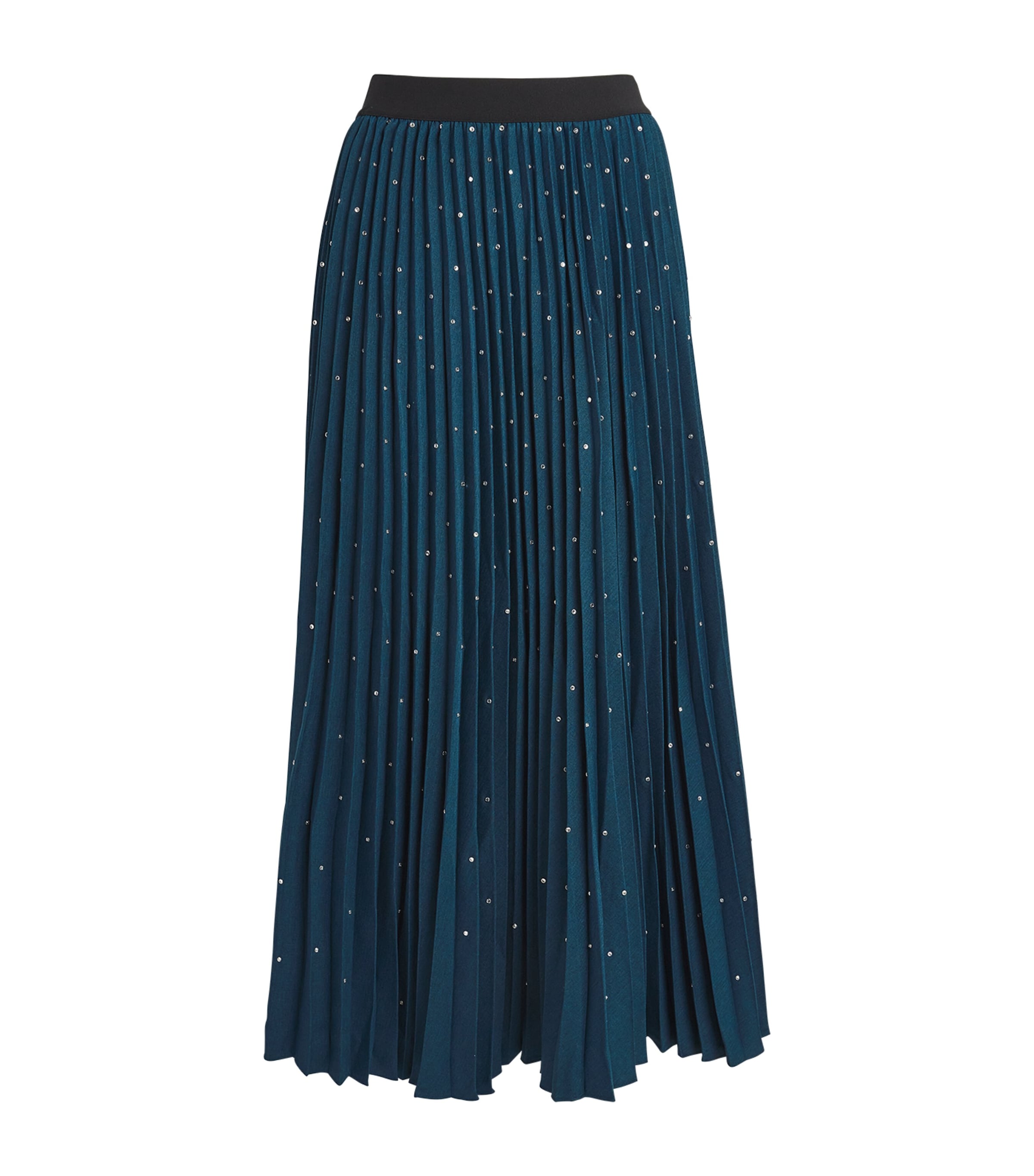 Maje Blue Rhinestone Pleated Midi Skirt