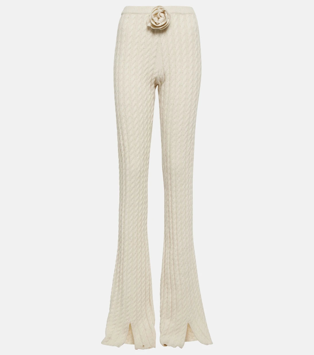 Magda Butrym - Floral-appliqué split-hem flared pants