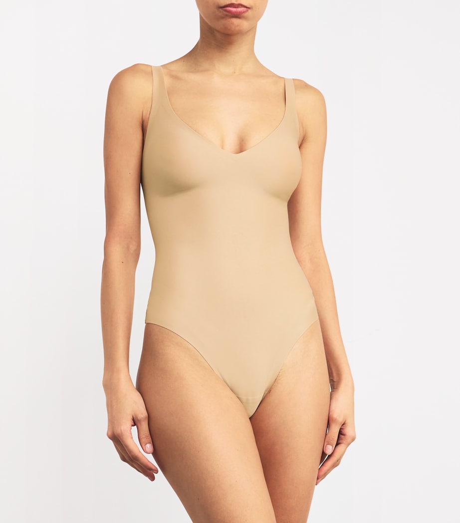 Skims Beige Plunge Thong Bodysuit