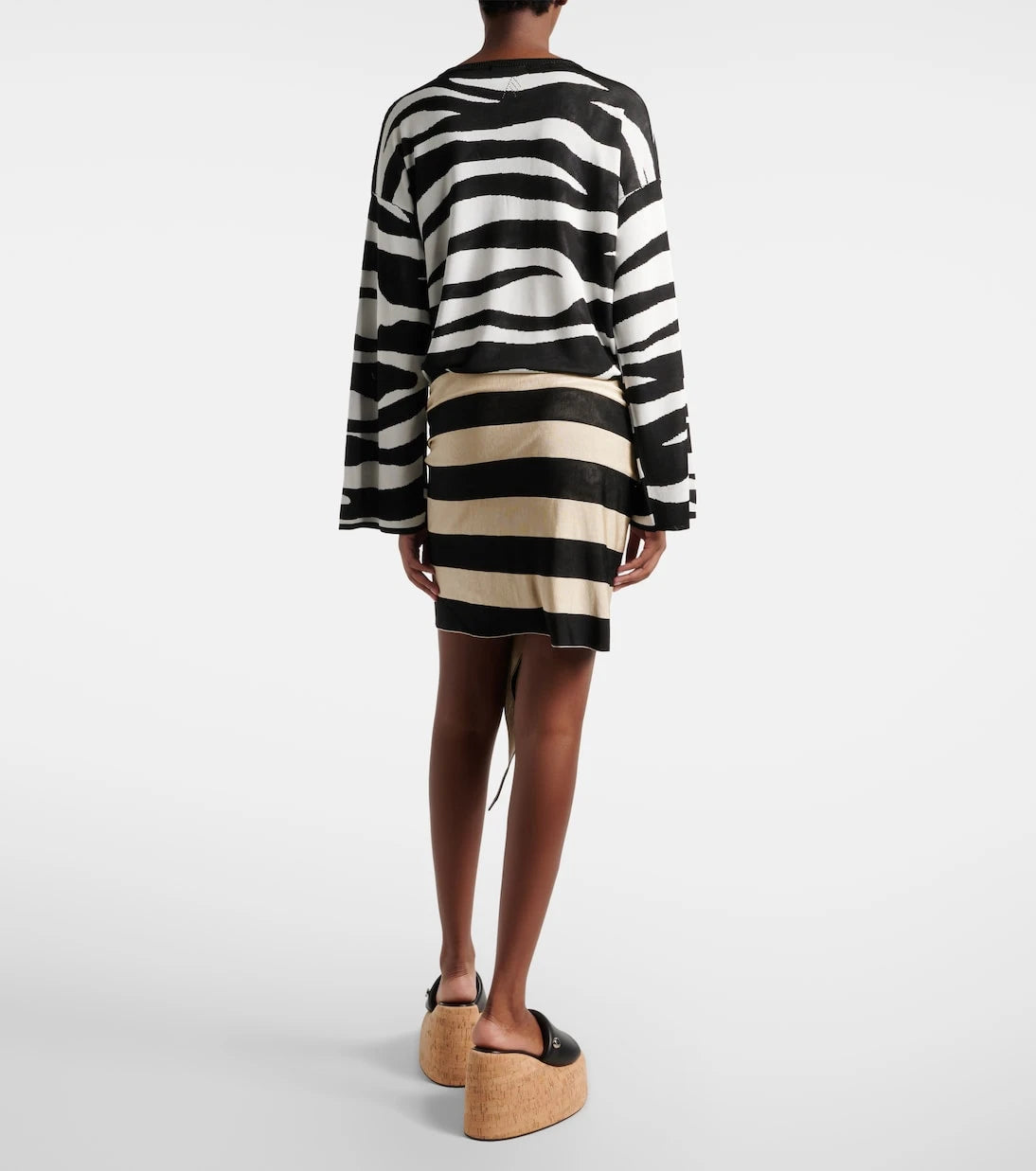 The Attico - Knitted zebra-print minidress