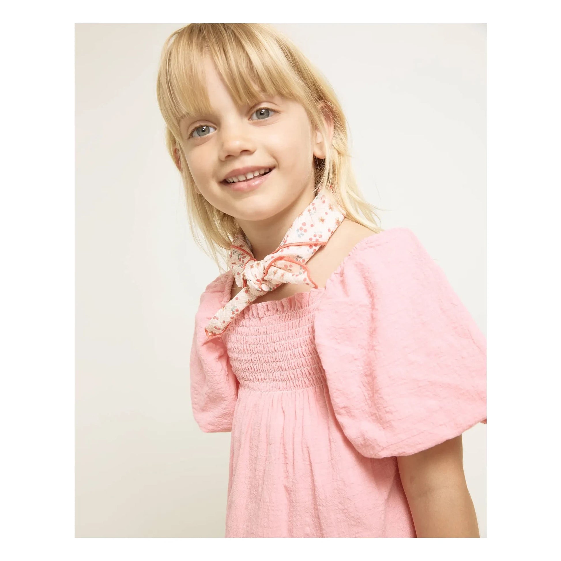 Búho - Seersucker Flowered Bandana | Peach